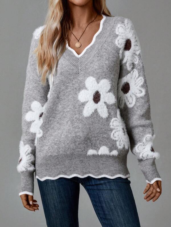 INÉS™ | Suéter chic de mujer con estampado floral