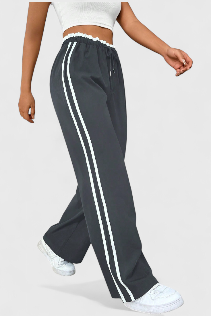ALANYS | Pantalón Deportivo de Pierna Ancha con Detalle Lateral