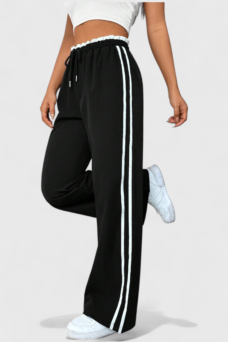 ALANYS | Pantalón Deportivo de Pierna Ancha con Detalle Lateral