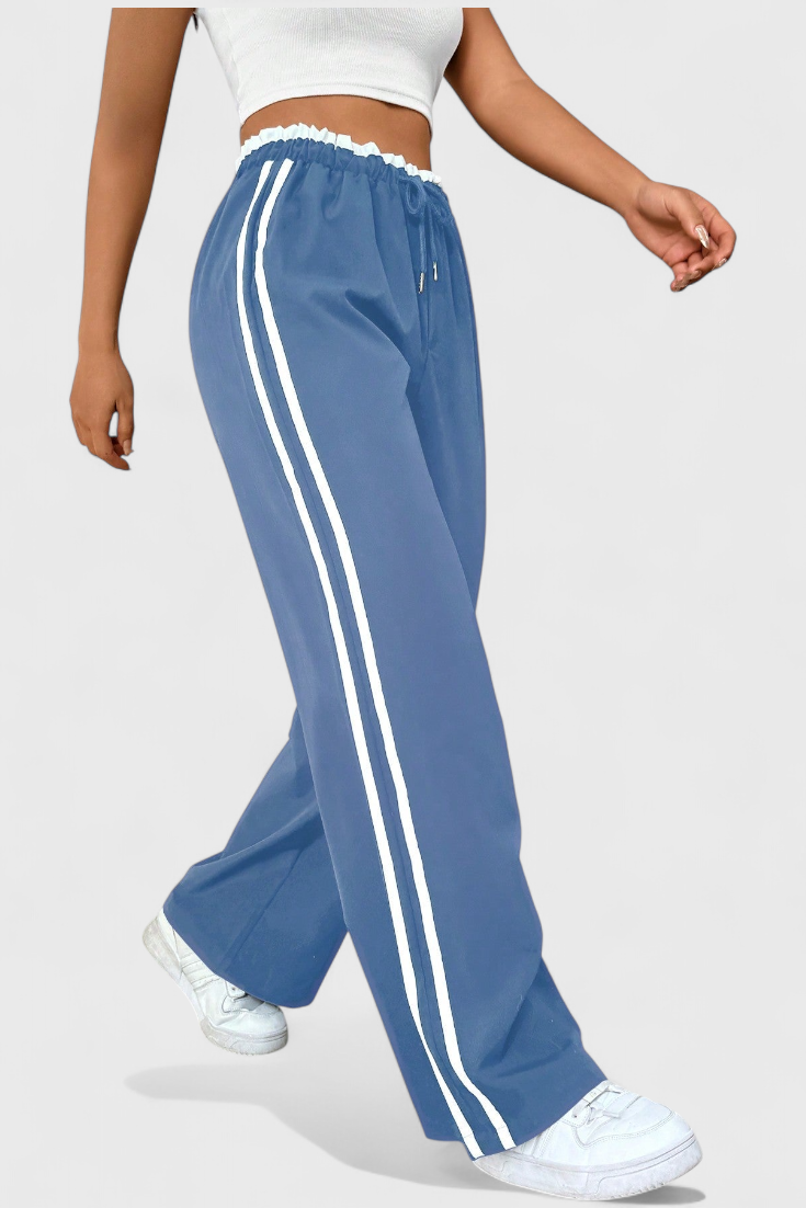 ALANYS | Pantalón Deportivo de Pierna Ancha con Detalle Lateral