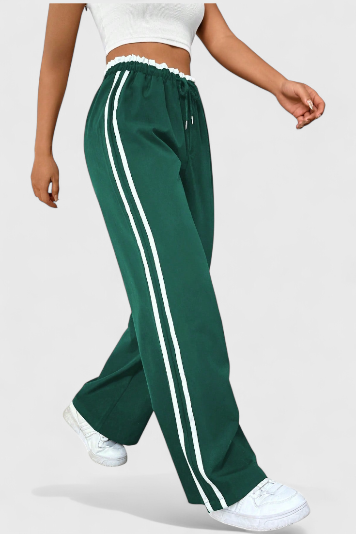 ALANYS | Pantalón Deportivo de Pierna Ancha con Detalle Lateral