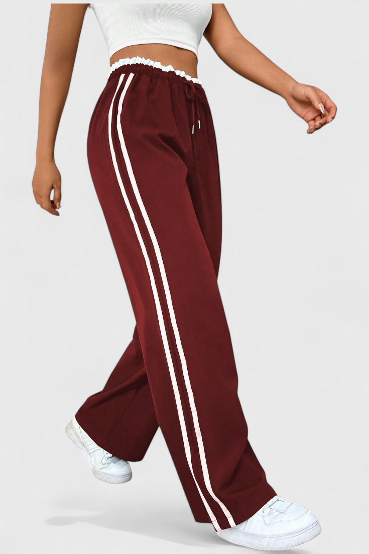 ALANYS | Pantalón Deportivo de Pierna Ancha con Detalle Lateral