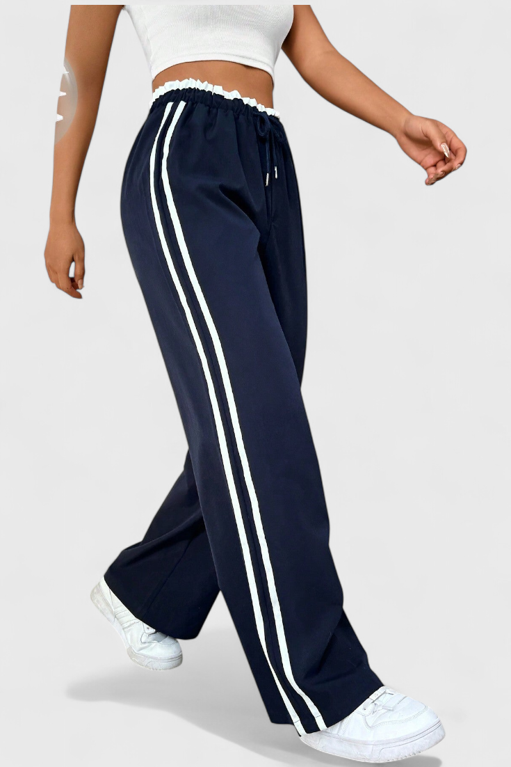 ALANYS | Pantalón Deportivo de Pierna Ancha con Detalle Lateral