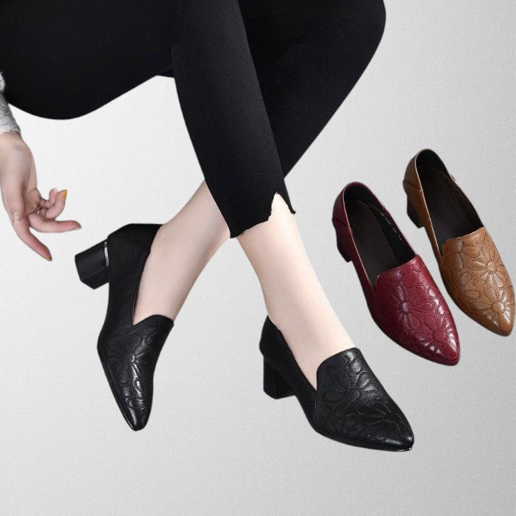 OLIVIA™ | Zapatos bordados de cuero vegano