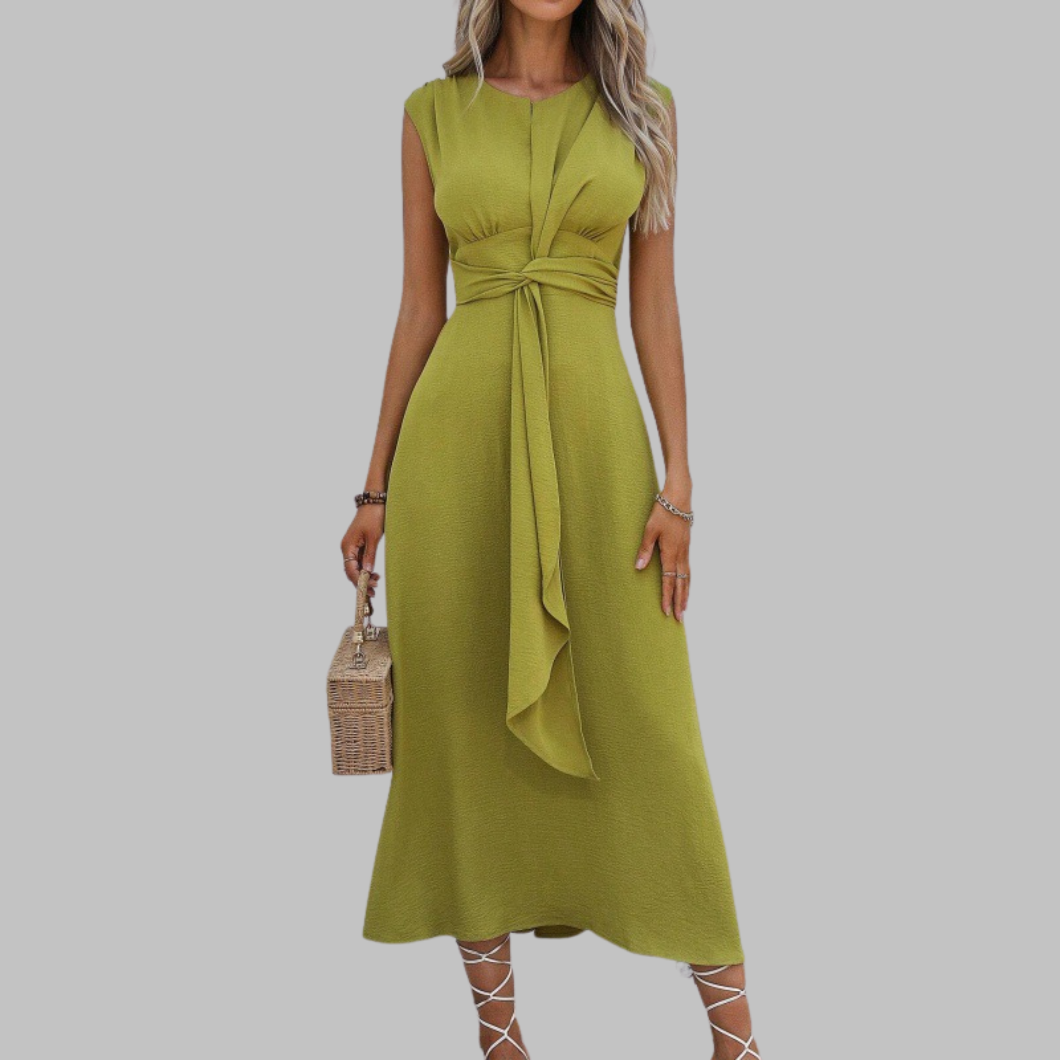 JESSICA | Vestido Maxi Sin Mangas con Cuello Redondo Elegante