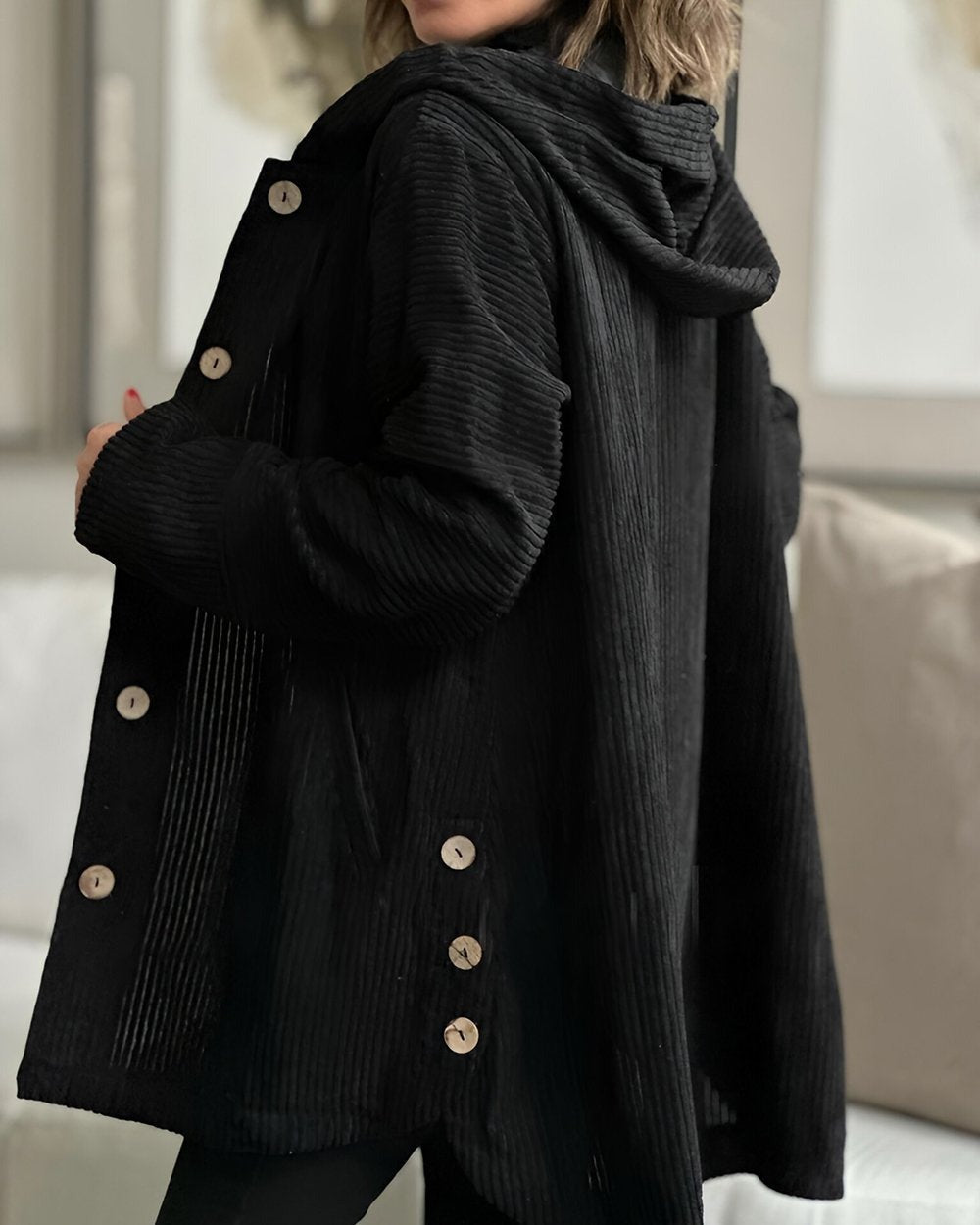Ibby | Chaqueta con capucha de pana acogedora