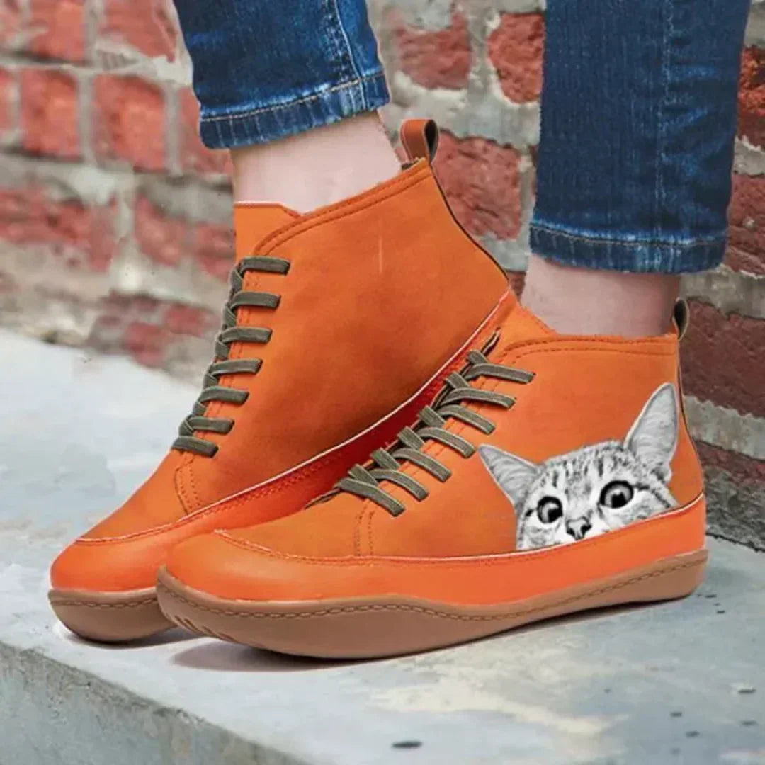 Mia - Botines de Piel para Amantes de los Gatos