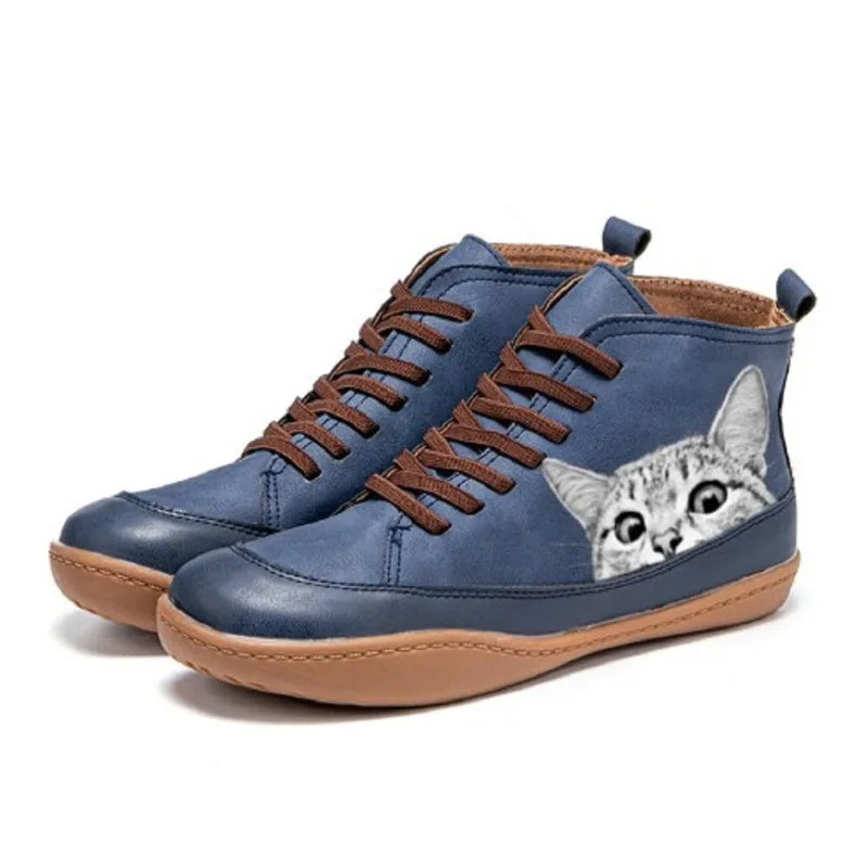 Mia - Botines de Piel para Amantes de los Gatos