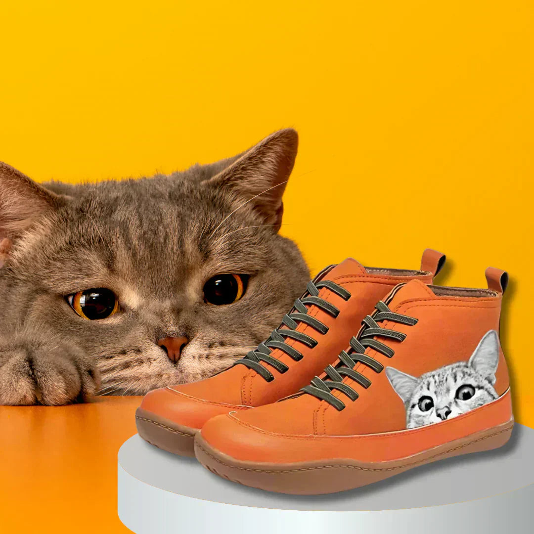 Mia - Botines de Piel para Amantes de los Gatos