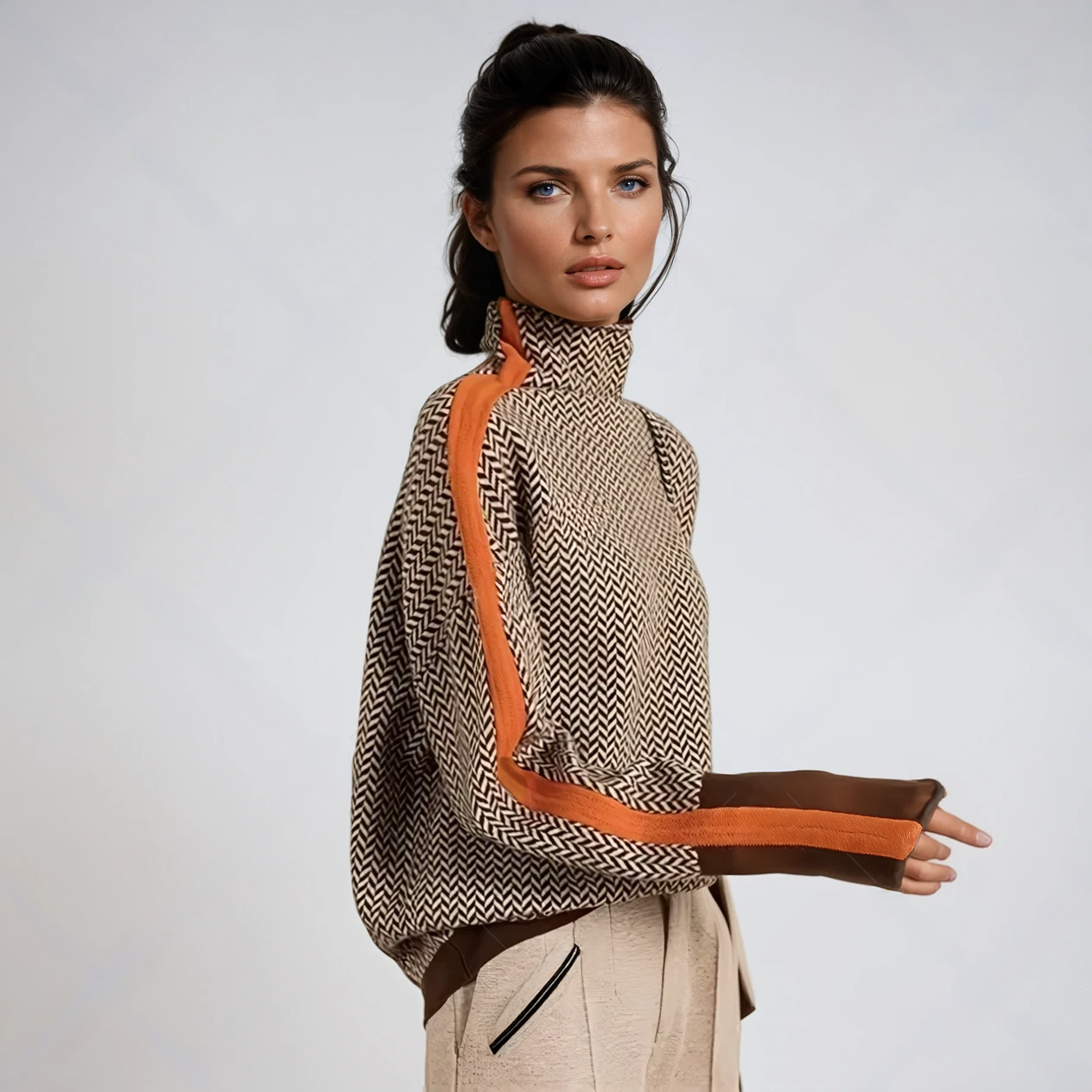 Lucia | Jersey de cuello alto con rayas en contraste