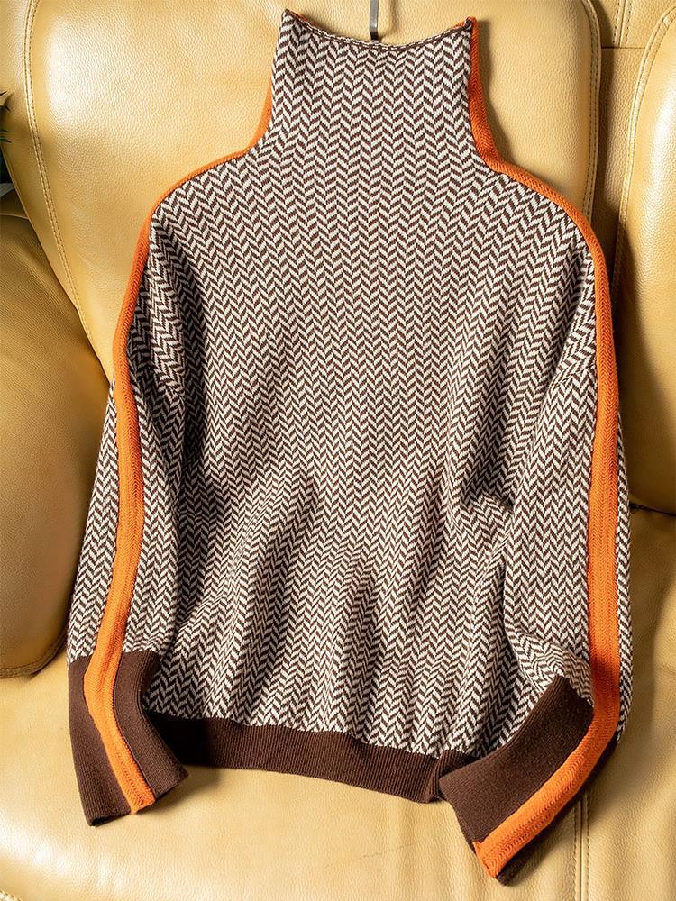 Lucia | Jersey de cuello alto con rayas en contraste