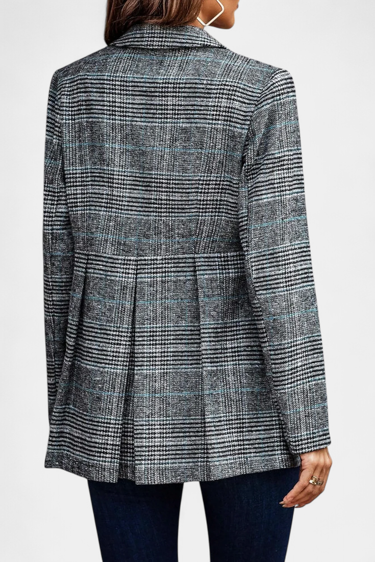 CALICO | Blazer Peplum a Cuadros con Solapa de Muesca