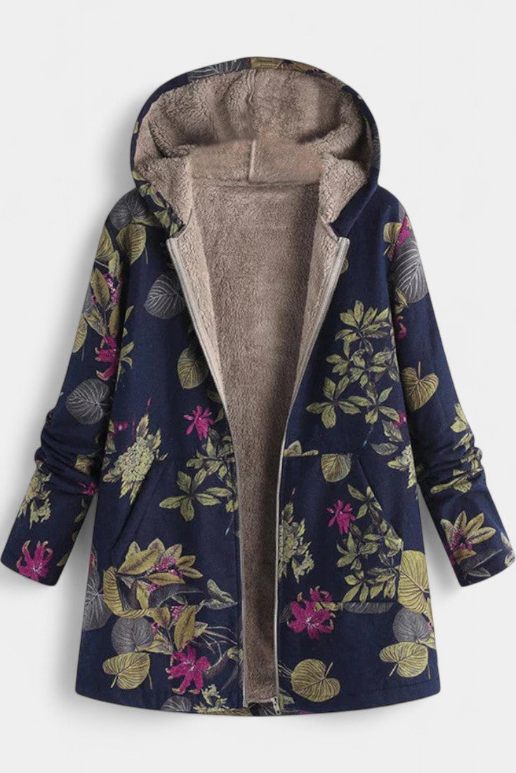 APRIL | Abrigo Floral de Invierno con Capucha