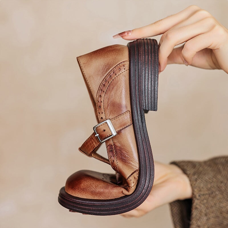 VELDA | Elegantes Mary Janes de Cuero