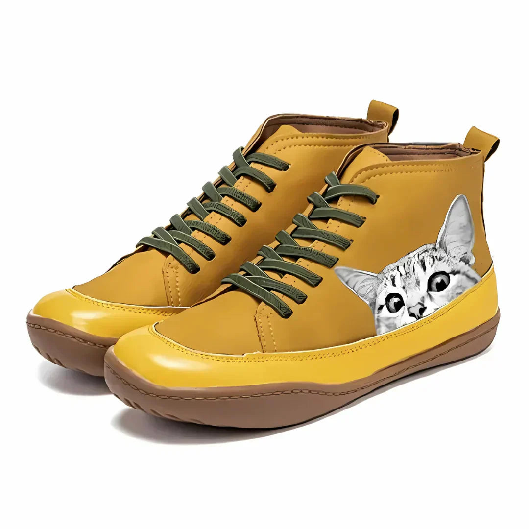 Mia - Botines de Piel para Amantes de los Gatos