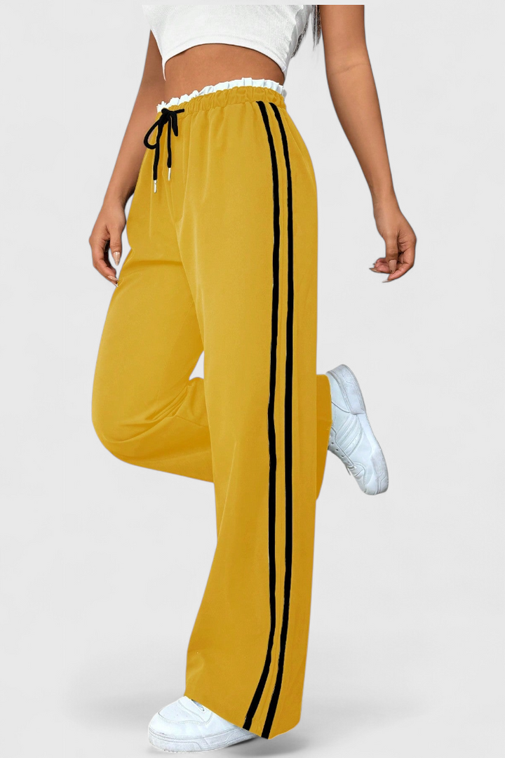 ALANYS | Pantalón Deportivo de Pierna Ancha con Detalle Lateral