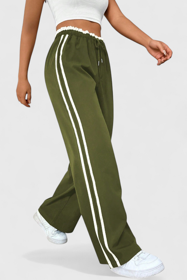 ALANYS | Pantalón Deportivo de Pierna Ancha con Detalle Lateral