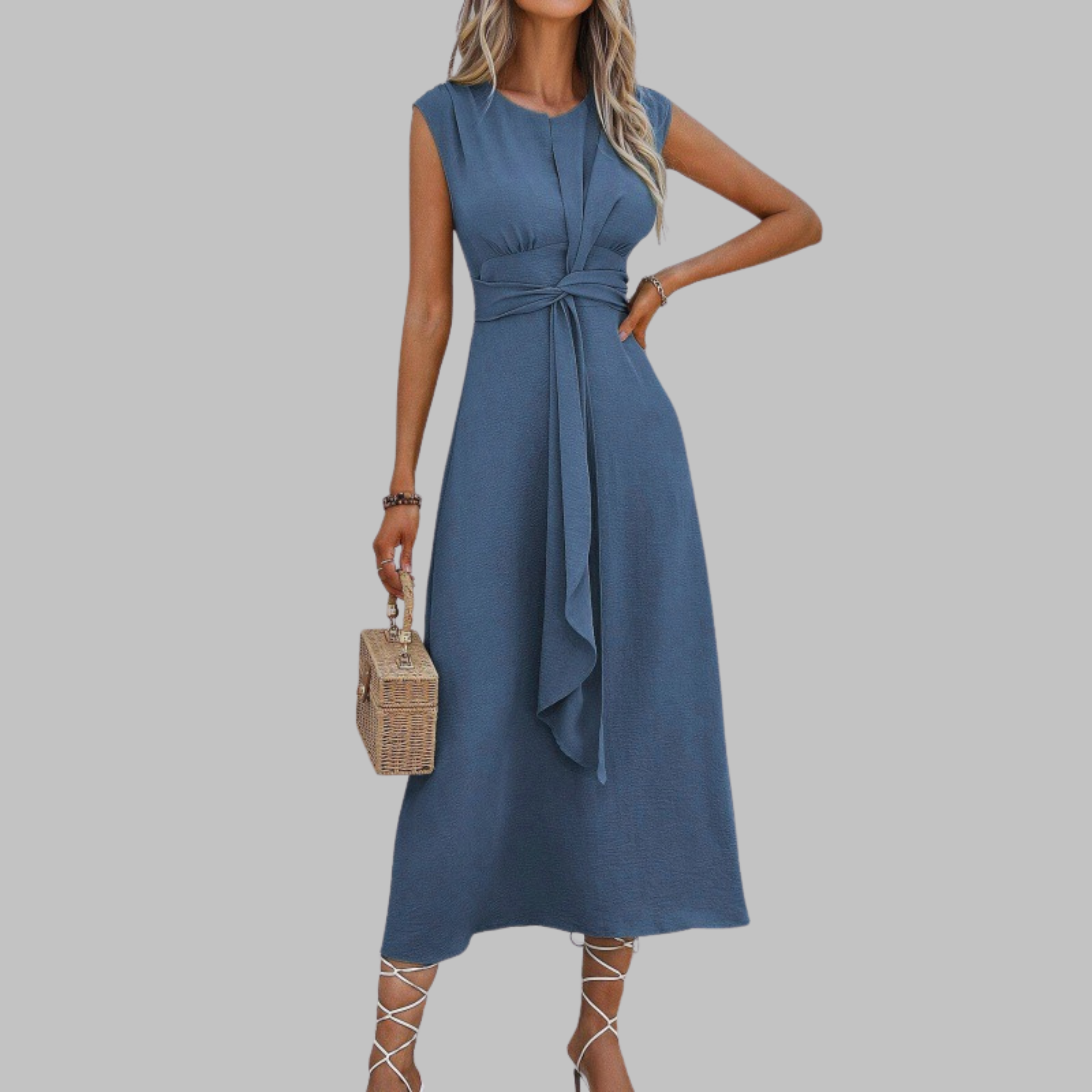 JESSICA | Vestido Maxi Sin Mangas con Cuello Redondo Elegante