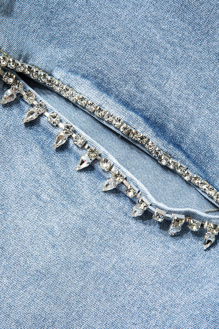 EVIAN | Jeans Ripped Straight-Leg con Rhinestones