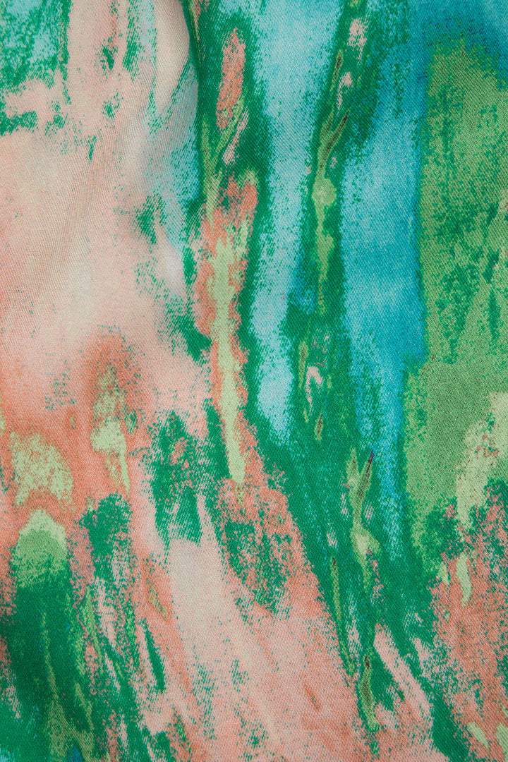 INNA | Pantalones Rectos de Cintura Alta con Estampado de Mármol