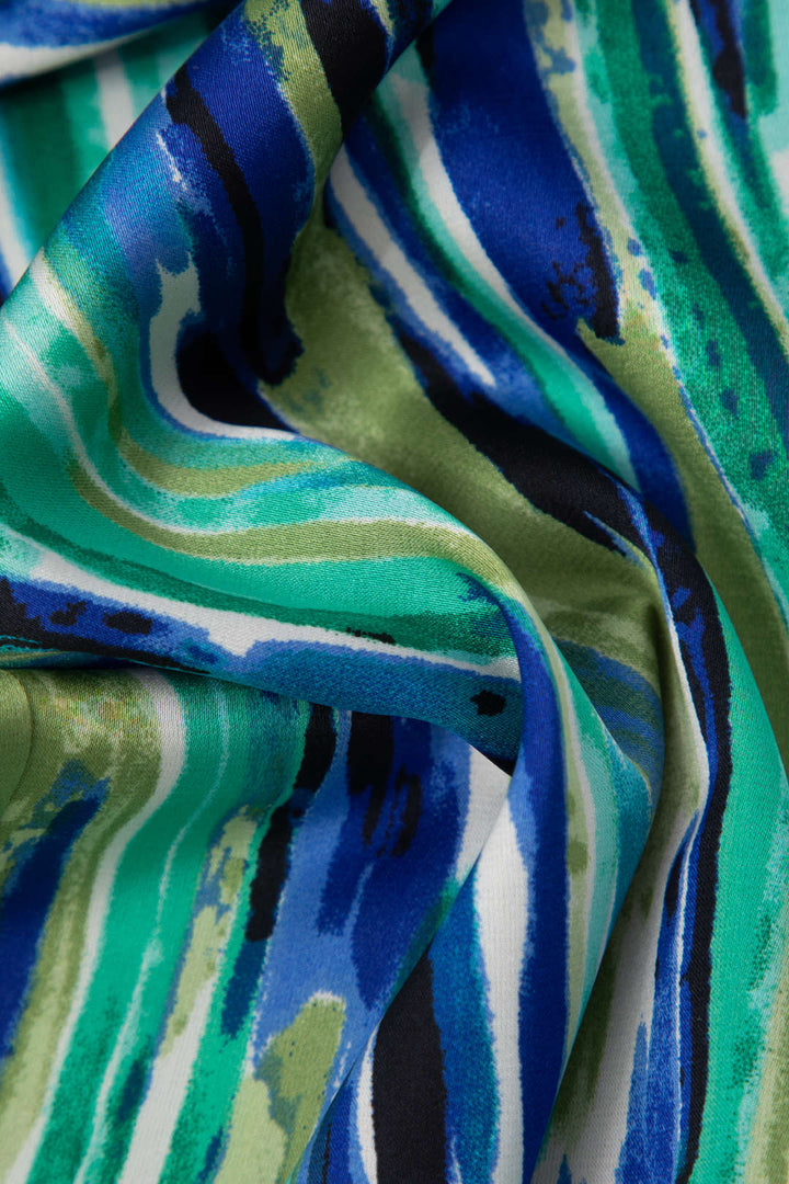 INNA | Pantalones Rectos de Cintura Alta con Estampado de Mármol