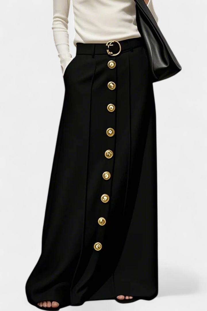 Ada Falda de Botones Suelta con Bolsillos y Estilo Urbano