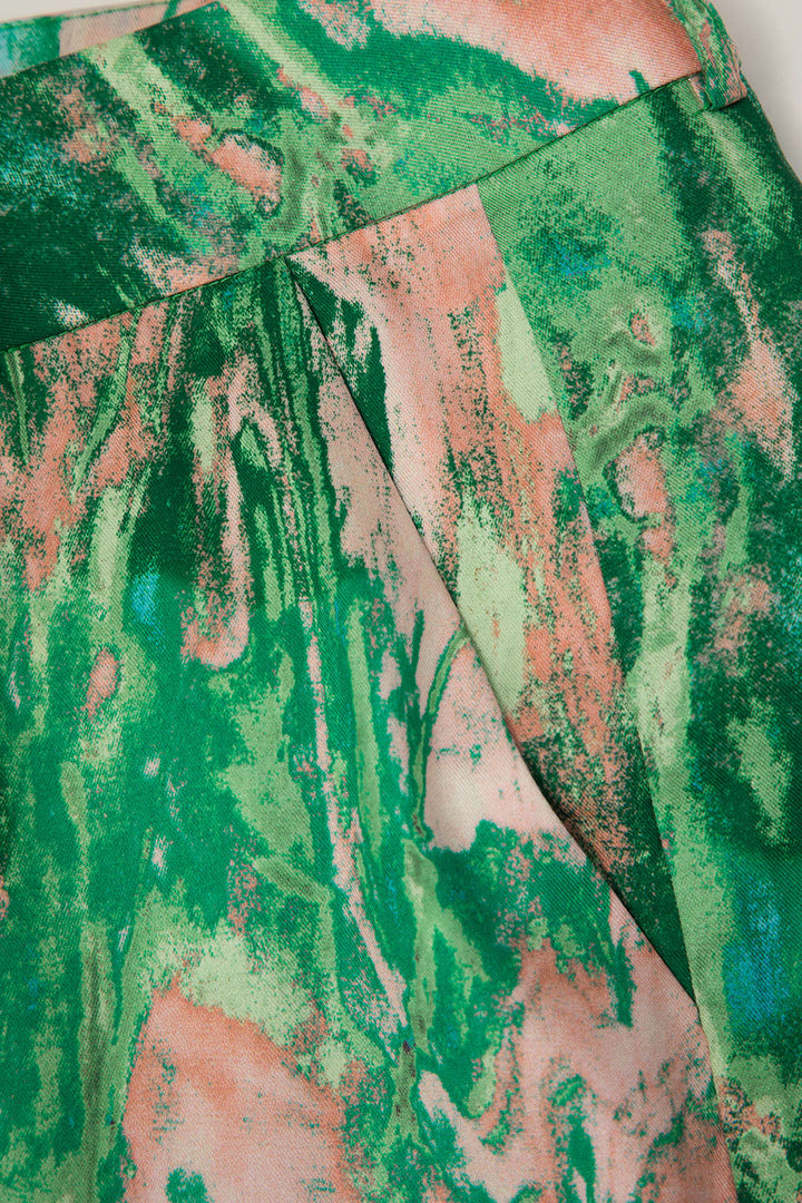 INNA | Pantalones Rectos de Cintura Alta con Estampado de Mármol