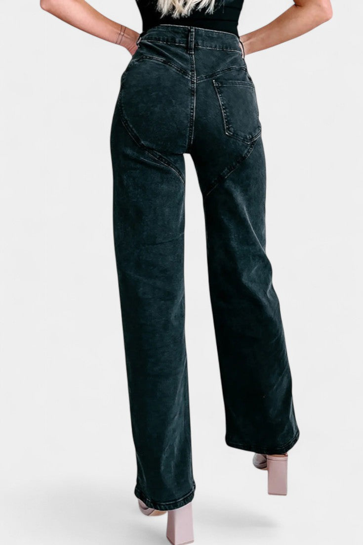 EVIAN | Jeans Ripped Straight-Leg con Rhinestones