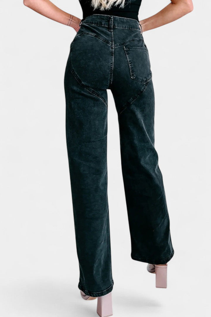 EVIAN | Jeans Ripped Straight-Leg con Rhinestones