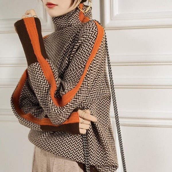 CÁRMEN™ | Suéter de lujo con cuello alto en espiga