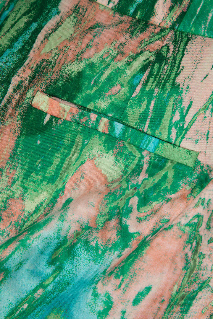 INNA | Pantalones Rectos de Cintura Alta con Estampado de Mármol