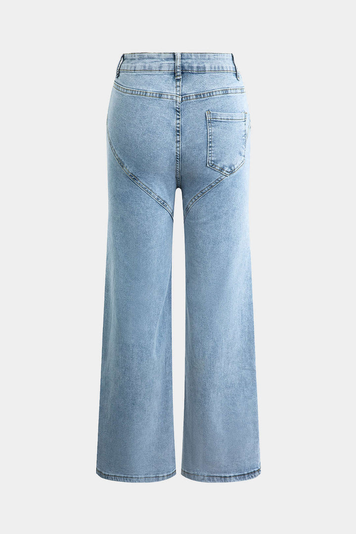 EVIAN | Jeans Ripped Straight-Leg con Rhinestones