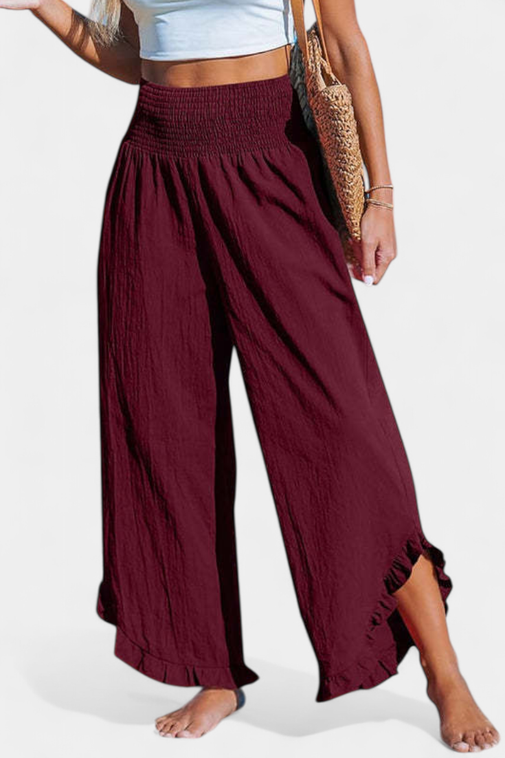 JUSTINA | Pantalón Palazzo con Volantes y Talle Alto