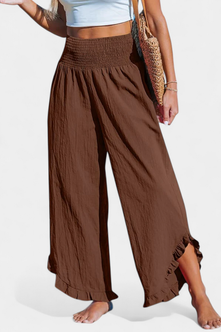 JUSTINA | Pantalón Palazzo con Volantes y Talle Alto