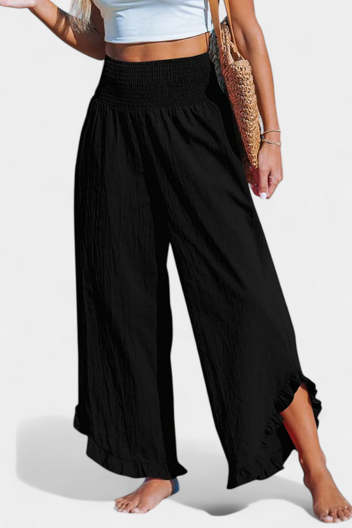 JUSTINA | Pantalón Palazzo con Volantes y Talle Alto