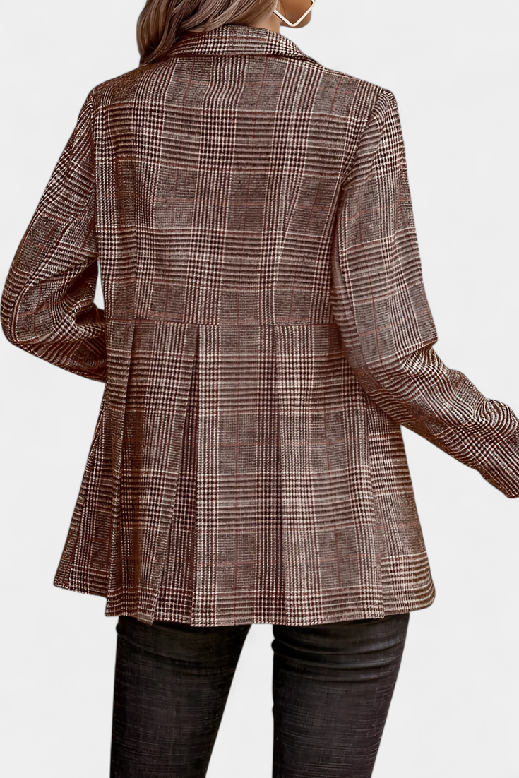 CALICO | Blazer Peplum a Cuadros con Solapa de Muesca