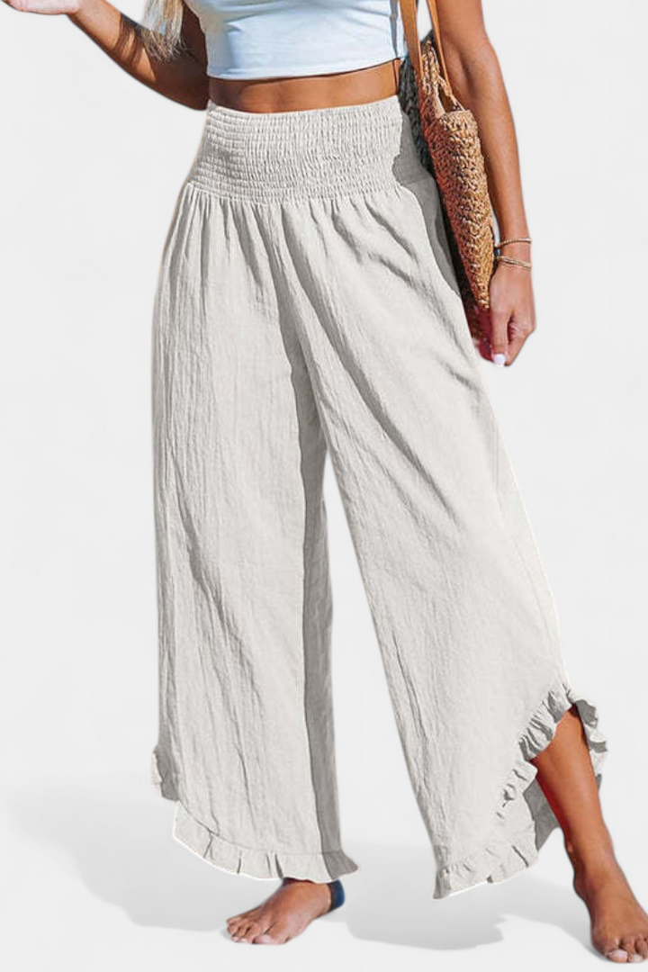 JUSTINA | Pantalón Palazzo con Volantes y Talle Alto