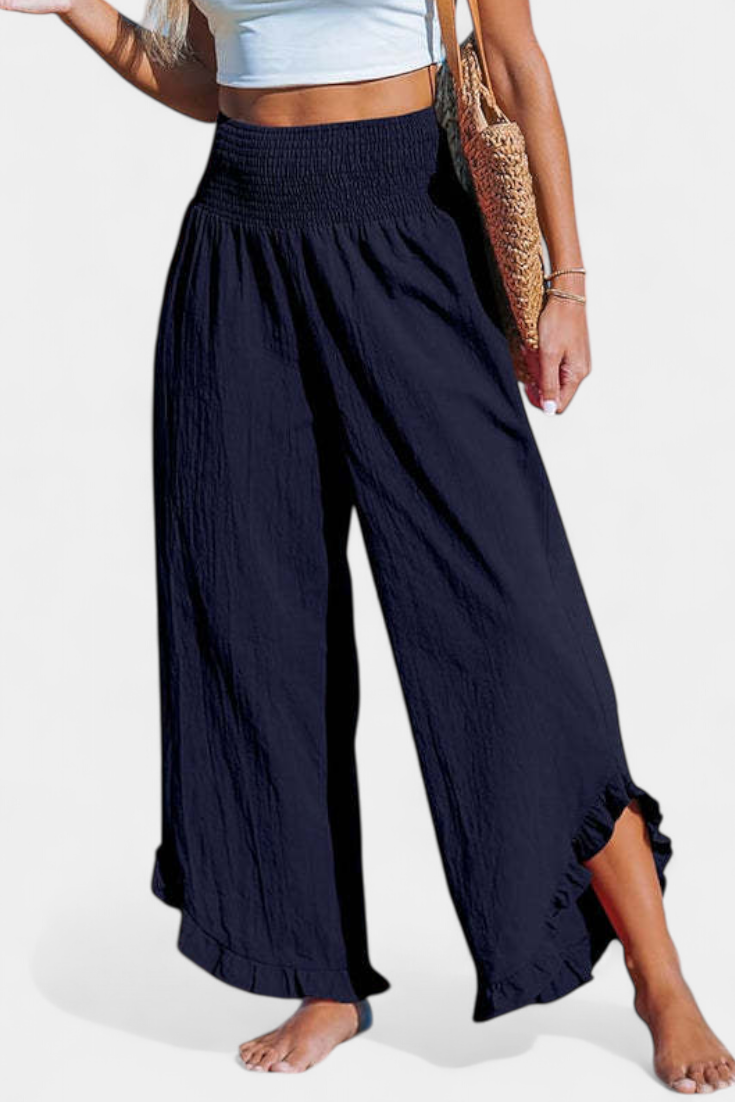 JUSTINA | Pantalón Palazzo con Volantes y Talle Alto