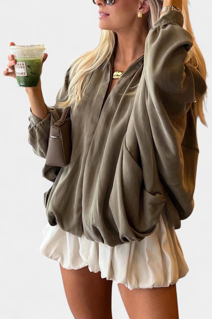 MAUDE | Chaqueta Verde Oliva con Mangas Abullonadas