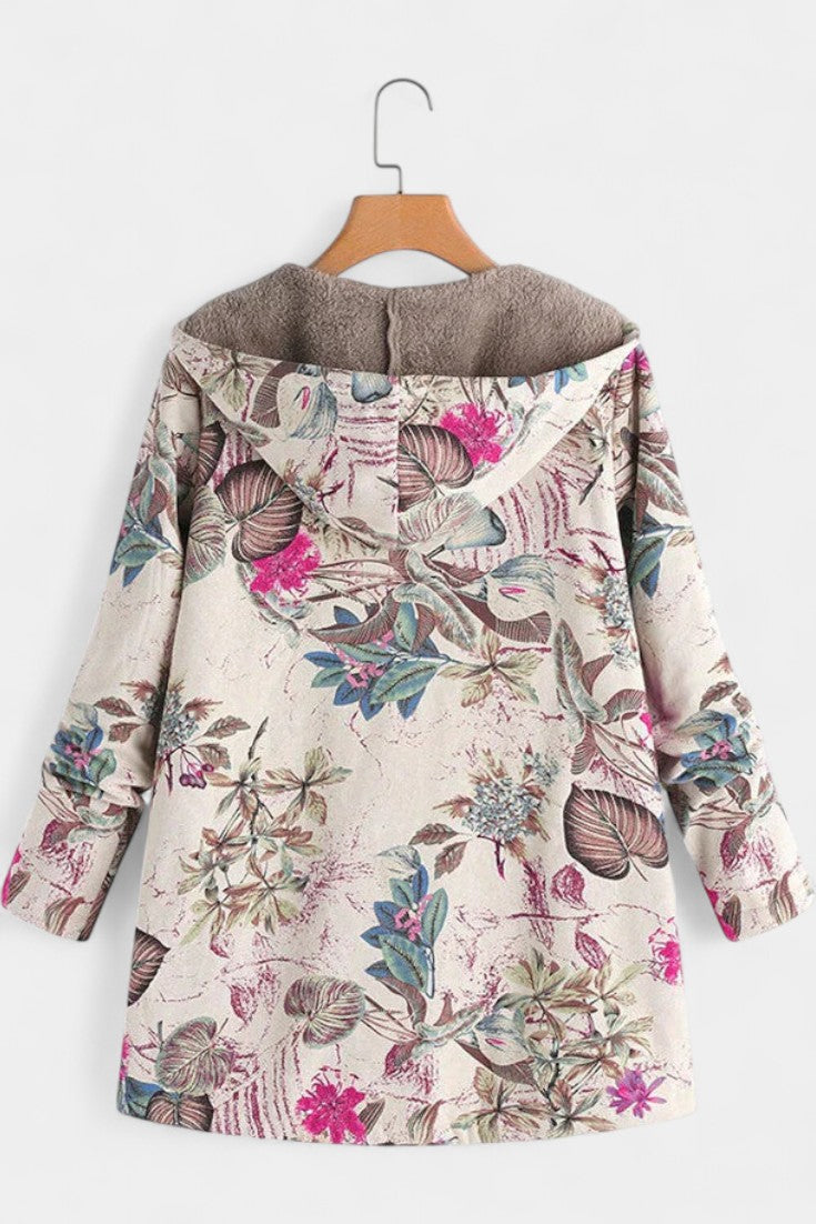 APRIL | Abrigo Floral de Invierno con Capucha