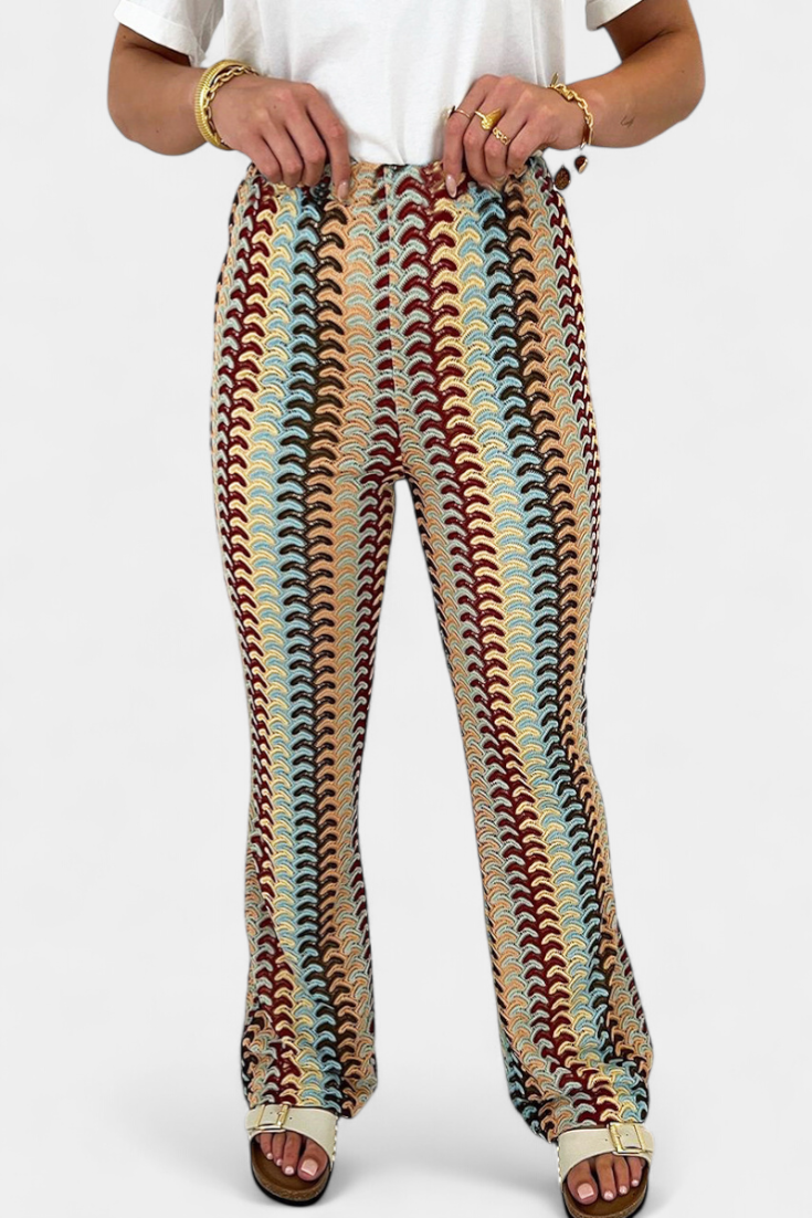 CARLIE | Pantalón Acampanado Estampado Retro