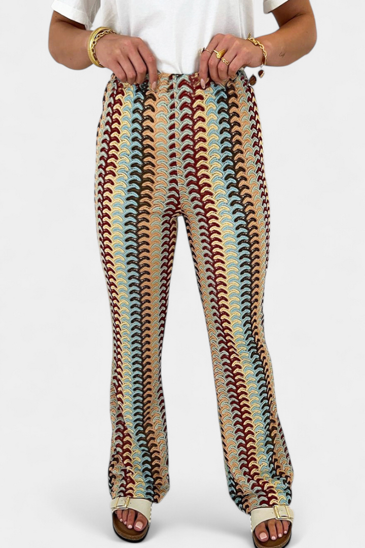 CARLIE | Pantalón Acampanado Estampado Retro