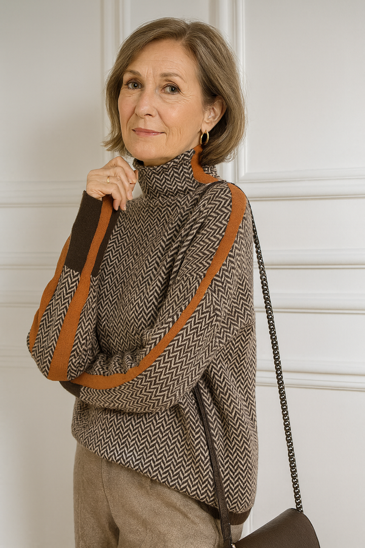 Lucia | Jersey de cuello alto con rayas en contraste