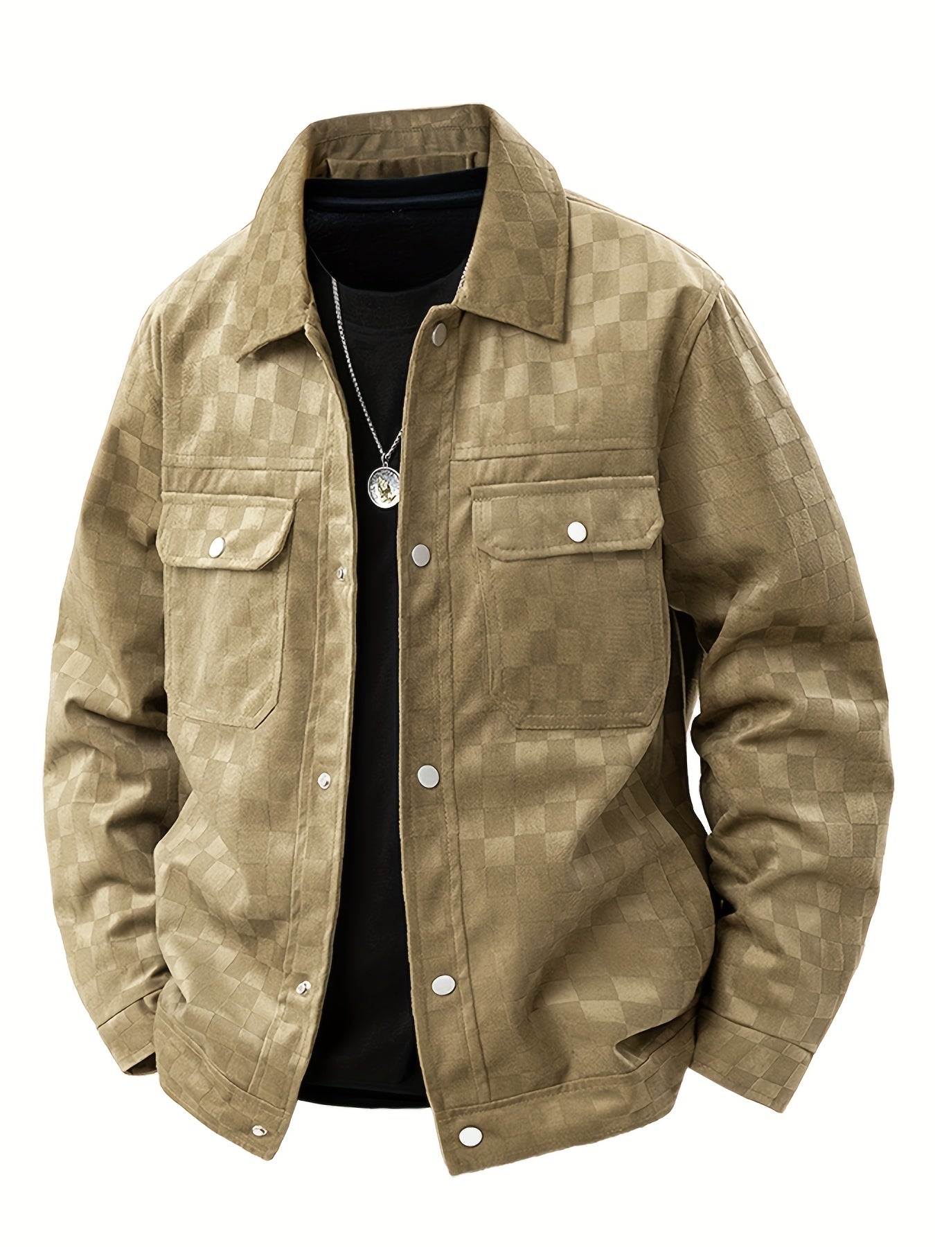 Mavrick Chaqueta Suede con Estampado de Cuadros