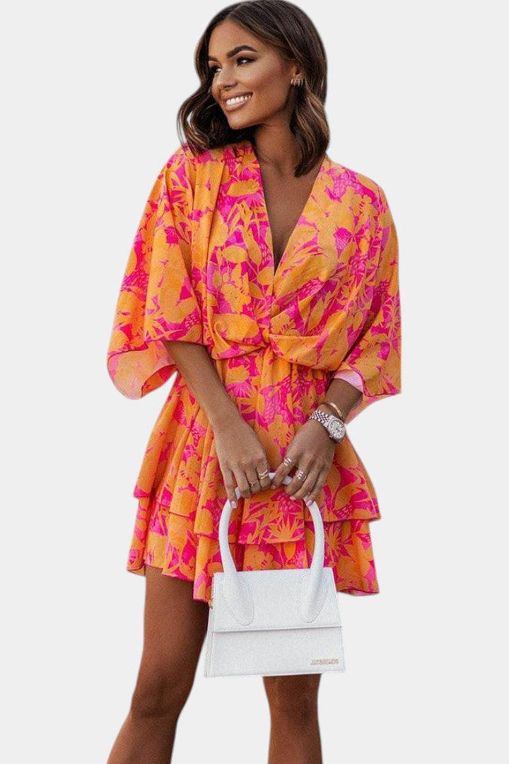 ELIZA | Vestido Mini con Nudo Frontal y Volantes