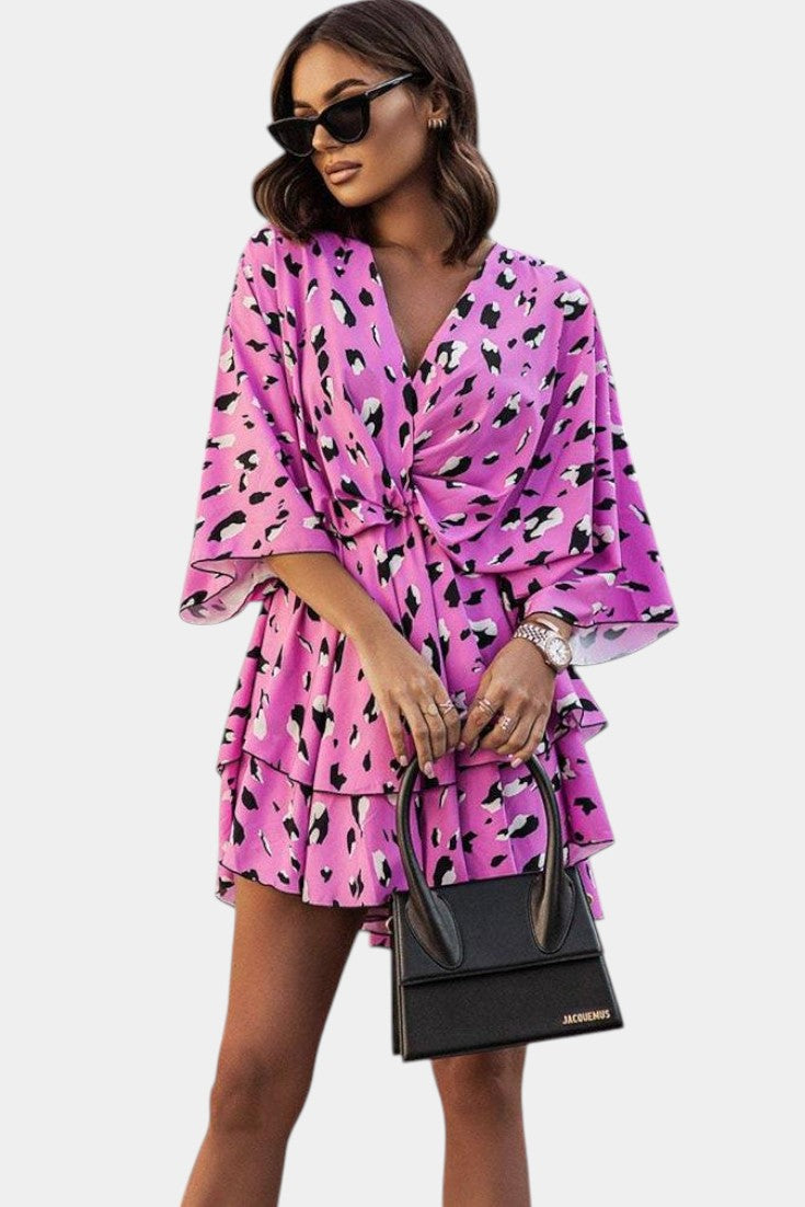 ELIZA | Vestido Mini con Nudo Frontal y Volantes