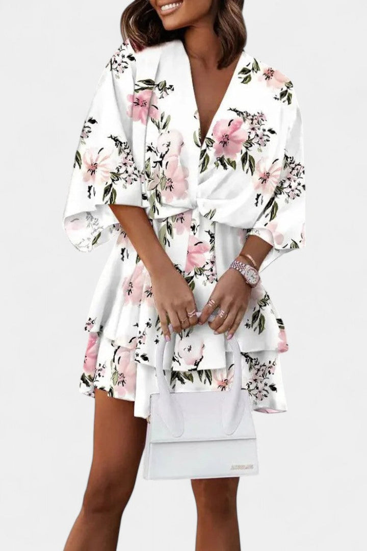 ELIZA | Vestido Mini con Nudo Frontal y Volantes