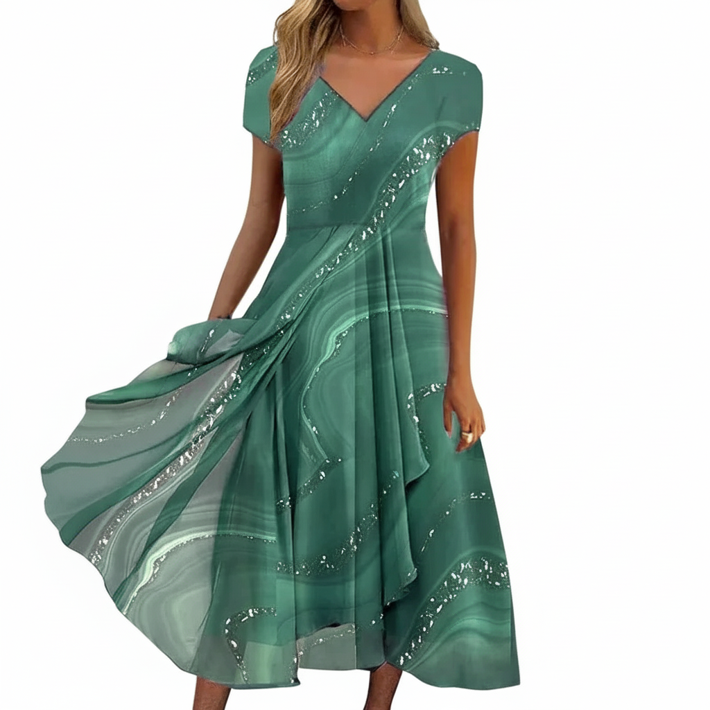 CLARA | Sofisticado Vestido Midi con Escote en V