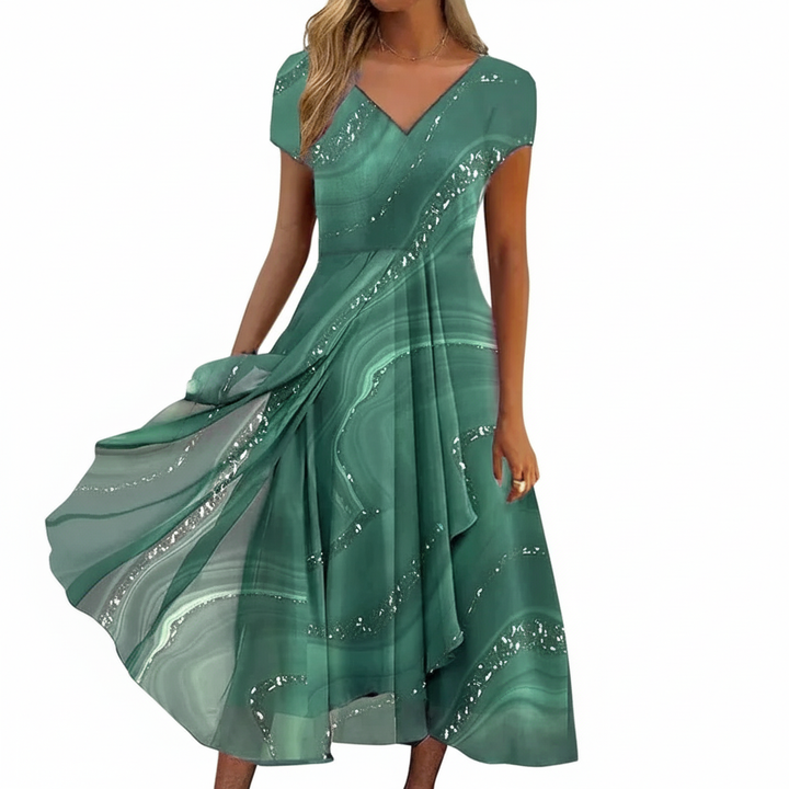 CLARA | Sofisticado Vestido Midi con Escote en V